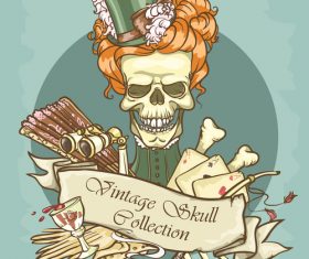Vintage skull template design vector 05