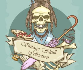 Vintage skull template design vector 06