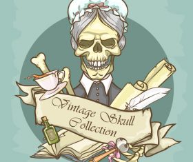 Vintage skull template design vector 07