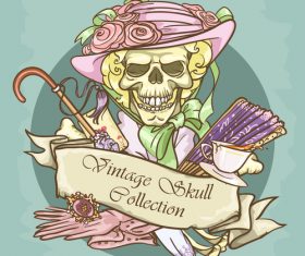Vintage skull template design vector 08