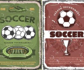 Vintage soccer brochure cover template vector