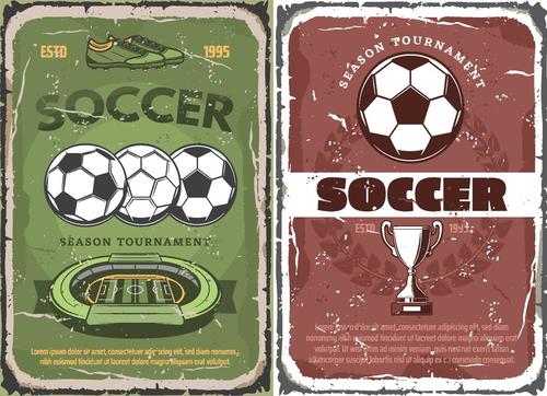 Vintage soccer brochure cover template vector