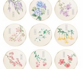 Watercolor floral fan pattern vector