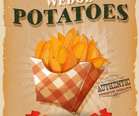Wedge potatoes poster template retro vector