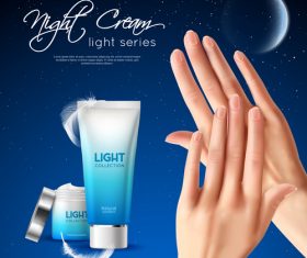 White feathers cream cosmetics illustration vector