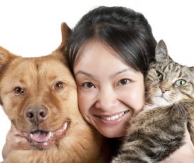 Woman and favorite pet Stock Photo