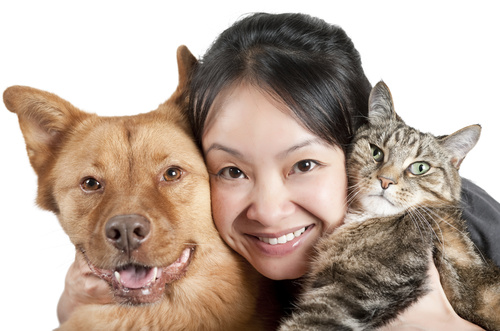 Woman and favorite pet Stock Photo