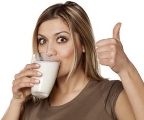 Woman drinking milk Stock Photo 05