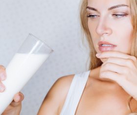 Woman drinking milk Stock Photo 06