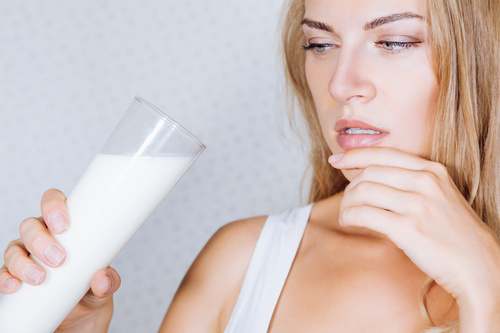 Woman drinking milk Stock Photo 06
