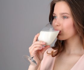 Woman drinking milk Stock Photo 07