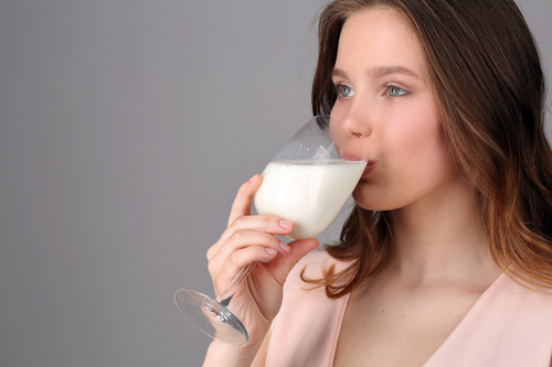 Woman drinking milk Stock Photo 07