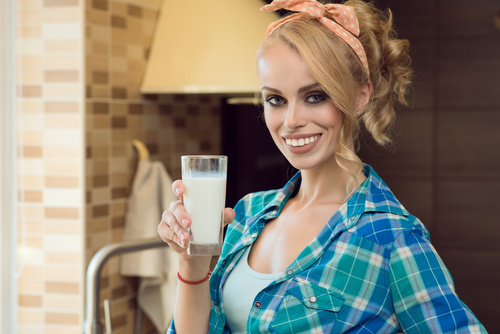 Woman drinking milk Stock Photo 08