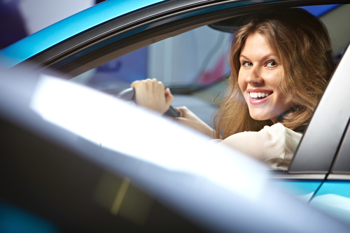 Woman driving car Stock Photo 01