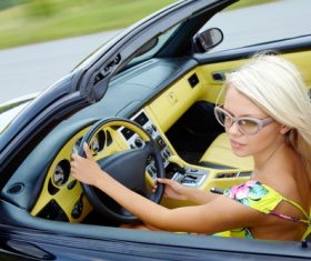 Woman driving car Stock Photo 02
