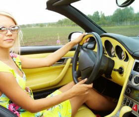 Woman driving car Stock Photo 03