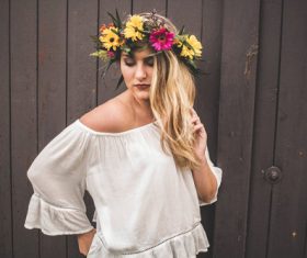 Woman in white dress Stock Photo