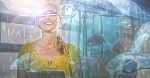 Woman wearing 3D glasses Stock Photo 02
