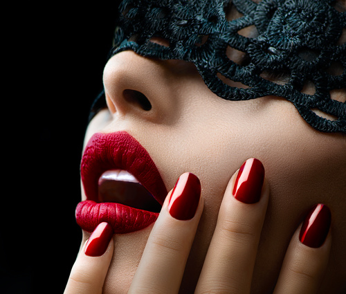 Woman wearing veil with makeup lips Stock Photo 07