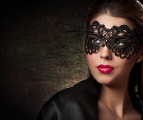 Woman wearing veil with makeup lips Stock Photo 08