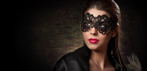Woman wearing veil with makeup lips Stock Photo 08