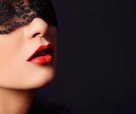 Woman wearing veil with makeup lips Stock Photo 09