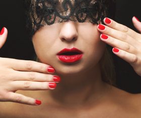 Woman wearing veil with makeup lips Stock Photo 10