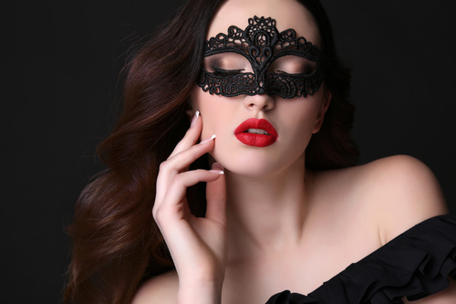 Woman wearing veil with makeup lips Stock Photo 11