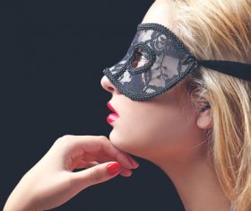 Woman wearing veil with makeup lips Stock Photo 14