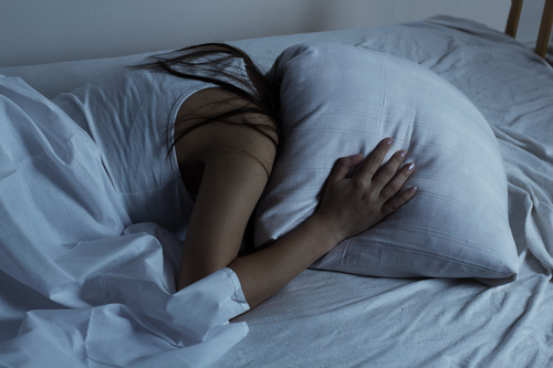 Woman who is insomnia at night Stock Photo 01