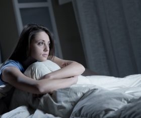 Woman who is insomnia at night Stock Photo 02
