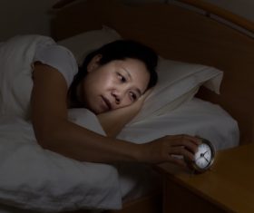 Woman who is insomnia at night Stock Photo 06