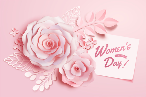 Women day card with flowers vector 01