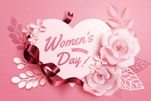 Women day card with flowers vector 02