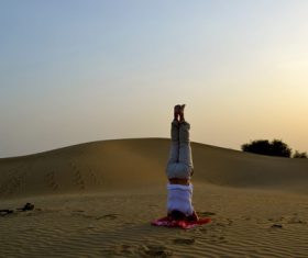Yoga inverted movement Stock Photo