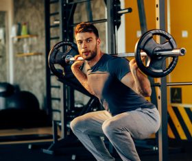 Young male dip of knees sport Stock Photo 02