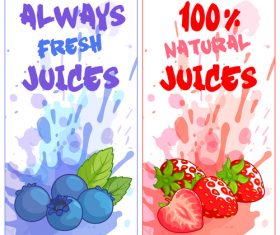berries juice banners watercolor vector 01