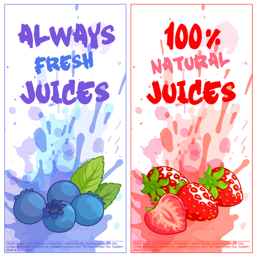berries juice banners watercolor vector 01