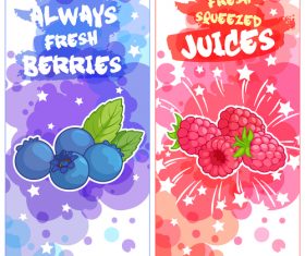 berries juice banners watercolor vector 02