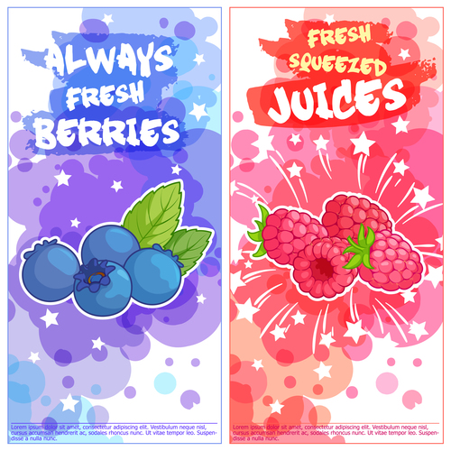 berries juice banners watercolor vector 02