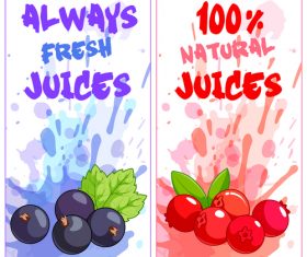 berries juice banners watercolor vector 03