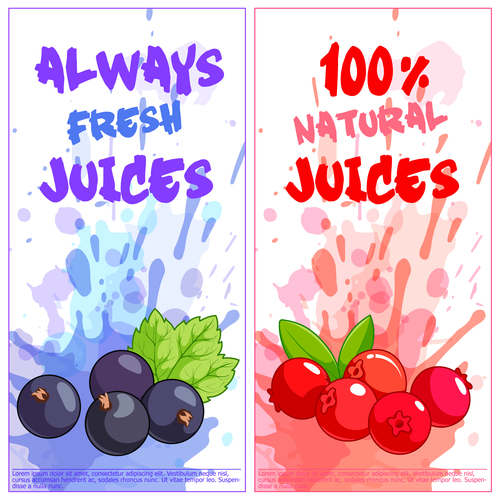 berries juice banners watercolor vector 03