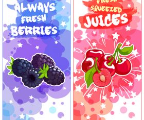 berries juice banners watercolor vector 04