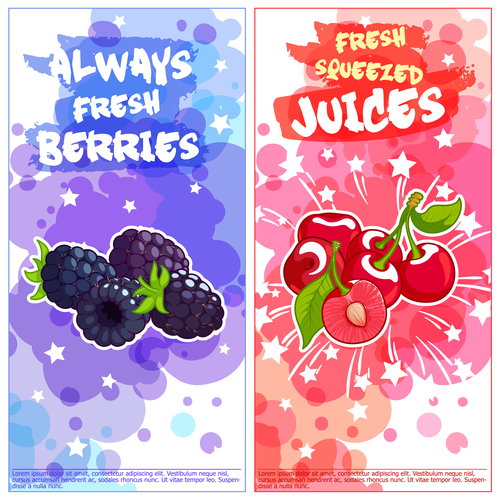 berries juice banners watercolor vector 04