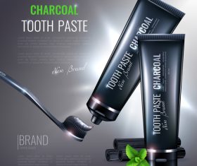 charcoal toothpaste poster design vector