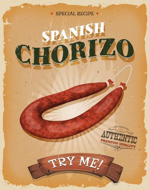 chorizo snack poster template retro vector