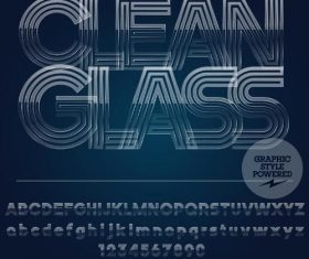 clean glass alphabet with number and sign vector