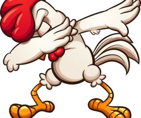 dabbing chicken cartoon vector illustration