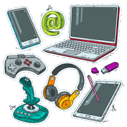 electronic product hand drawn vector