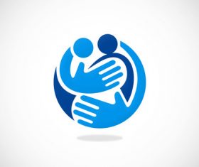 family care hands abstract vector logo